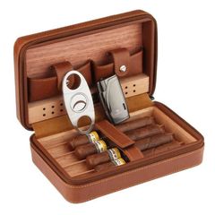 Bao Da đựng xì gà có bật lửa và dao cắt Cohiba XJ T104