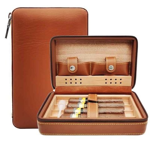 Bao Da đựng xì gà có bật lửa và dao cắt Cohiba XJ T104