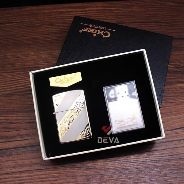 Bật lửa chính hãng Chief 2 kiểu lửa kèm ruột xăng đá CF7100J