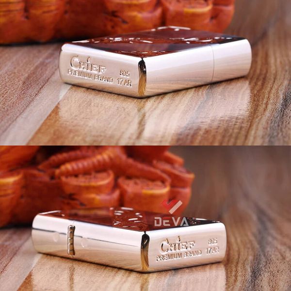 Bật lửa chính hãng Chief 2 kiểu lửa kèm ruột xăng đá CF7100J