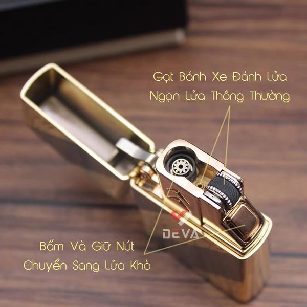 Bật lửa chính hãng Chief 2 kiểu lửa kèm ruột xăng đá CF7100J