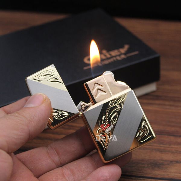 Bật lửa chính hãng Chief 2 kiểu lửa kèm ruột xăng đá CF7100J