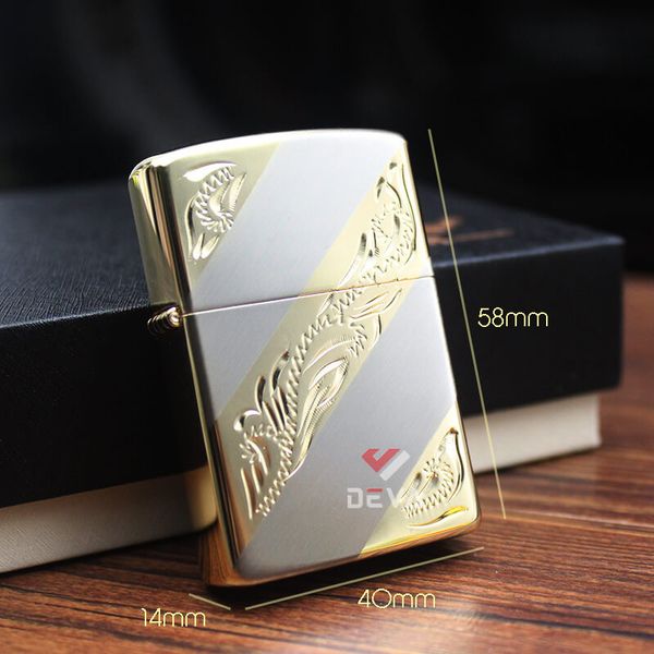 Bật lửa chính hãng Chief 2 kiểu lửa kèm ruột xăng đá CF7100J