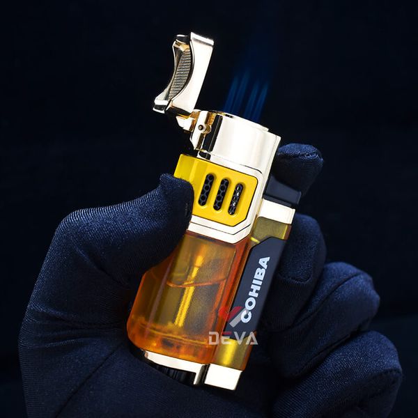Bật lửa chính hãng Cohiba khò 4 tia kèm đục và kệ Cigar COB 182