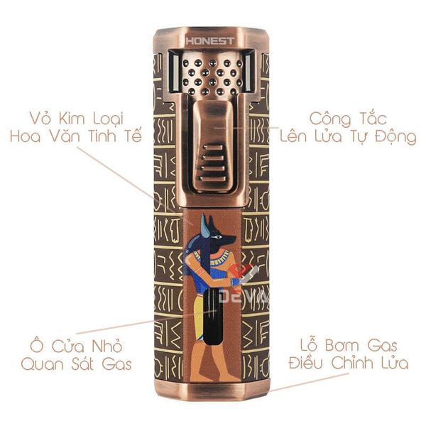 Bật lửa Honest khò đại 1 tia kèm ô cửa quan sát gas BCZ 839