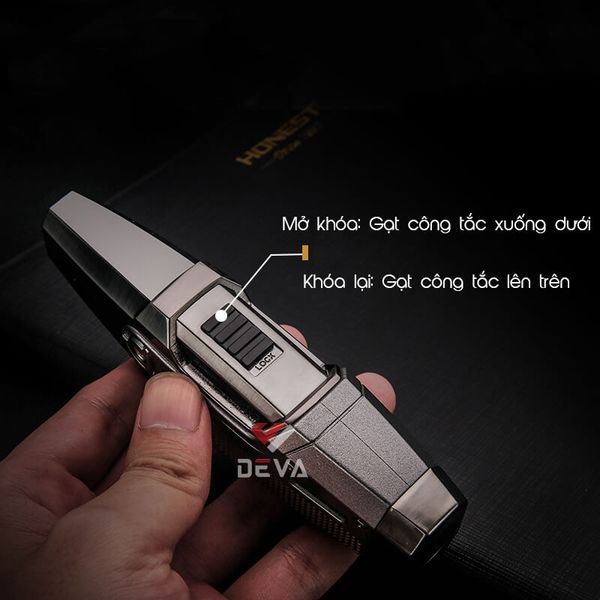 Bật lửa chính hãng Honest khò 2 tia có khóa gas BCZ 3042
