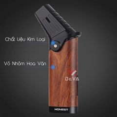 Bật lửa chính hãng Honest khò 3 tia kèm ô cửa quan sát gas BCZ 831