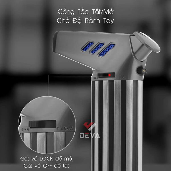 Bật lửa chính hãng Jobon khò 1 tia để bàn có khóa chốt ZB 203