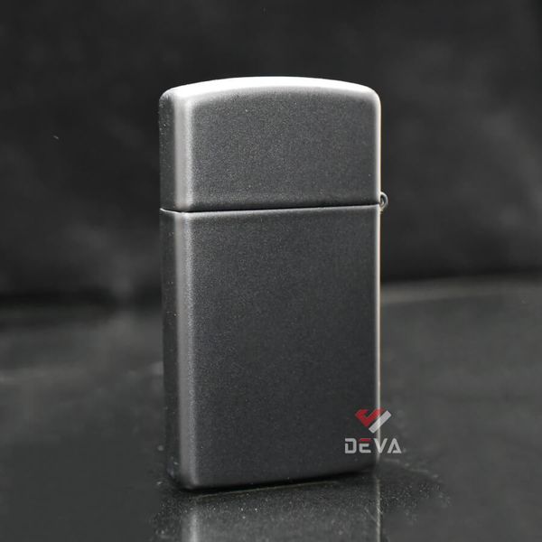 Zippo Slim Sơn Đen Mờ In Logo Hãng ZT15