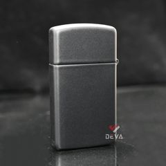 Zippo Slim Sơn Đen Mờ In Logo Hãng ZT15