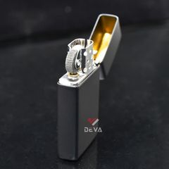 Zippo Slim Sơn Đen Mờ In Logo Hãng ZT15