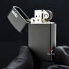 Zippo Slim Sơn Đen Mờ In Logo Hãng ZT15