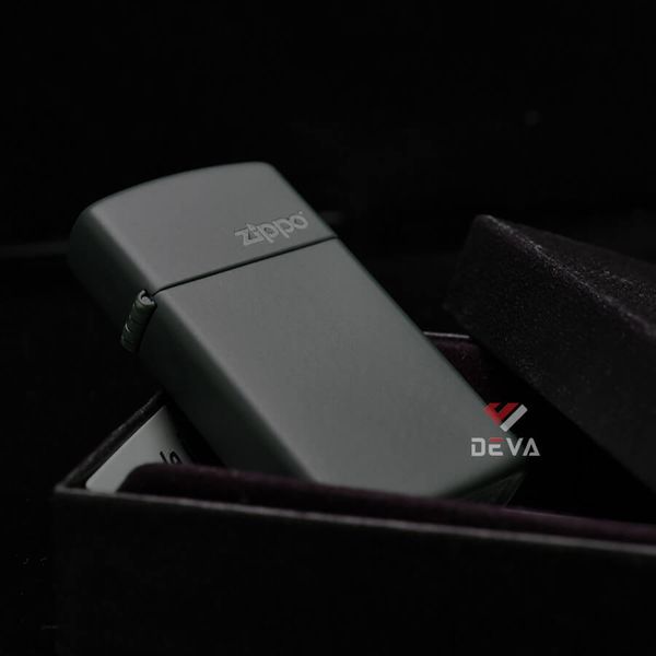 Zippo Slim Sơn Xanh Bộ Đội In Logo Hãng 1627 ZT03