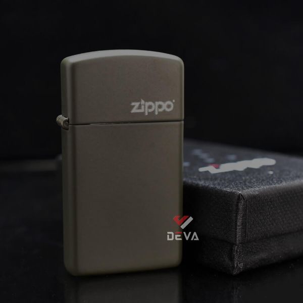 Zippo Slim Sơn Xanh Bộ Đội In Logo Hãng 1627 ZT03