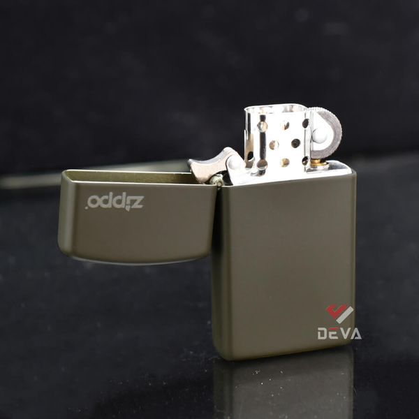 Zippo Slim Sơn Xanh Bộ Đội In Logo Hãng 1627 ZT03