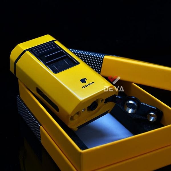Bật lửa Cohiba khò 4 tia kèm dao cắt và đục kép Cigar COB 183