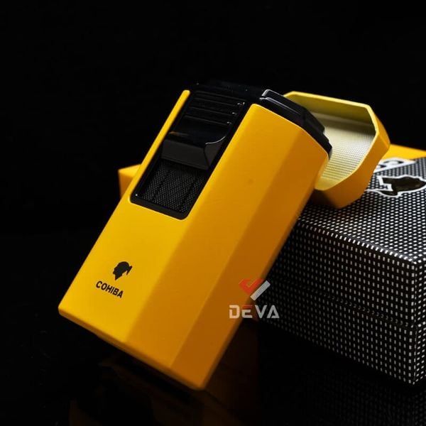 Bật lửa Cohiba khò 4 tia kèm dao cắt và đục kép Cigar COB 183