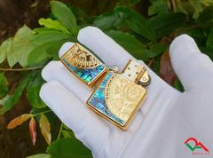 Zippo khảm trai hoa văn trống đồng ZN145