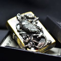 Zippo Ốp Nổi Cá Chép Đầm Sen 3D ZD28