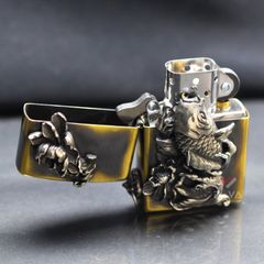 Zippo Ốp Nổi Cá Chép Đầm Sen 3D ZD28