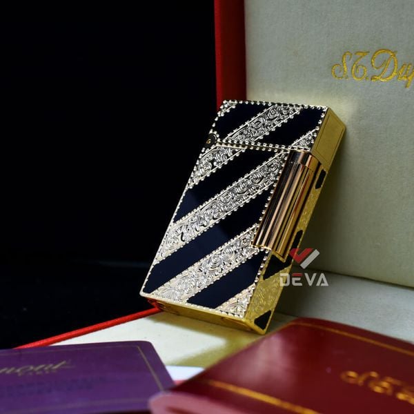 Bật lửa dupont kẻ chéo vàng đen D42