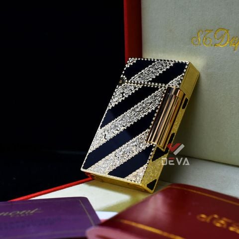 Bật lửa dupont kẻ chéo vàng đen D42