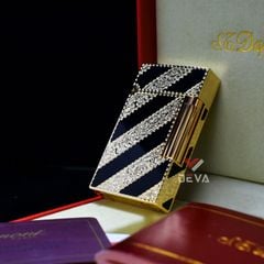 Bật lửa dupont kẻ chéo vàng đen D42