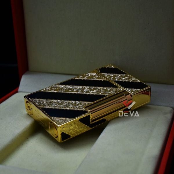 Bật lửa dupont kẻ chéo vàng đen D42