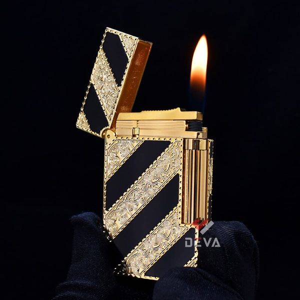 Bật lửa dupont kẻ chéo vàng đen D42