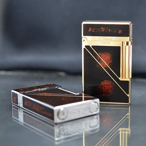 Bật lửa Dupont vàng sơn mài phủ nhũ kẻ chéo D213V