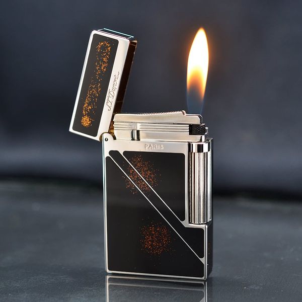 Bật lửa Dupont vàng sơn mài phủ nhũ kẻ chéo D213V