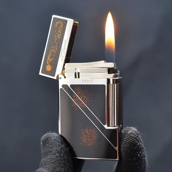 Bật lửa Dupont vàng sơn mài phủ nhũ kẻ chéo D213V