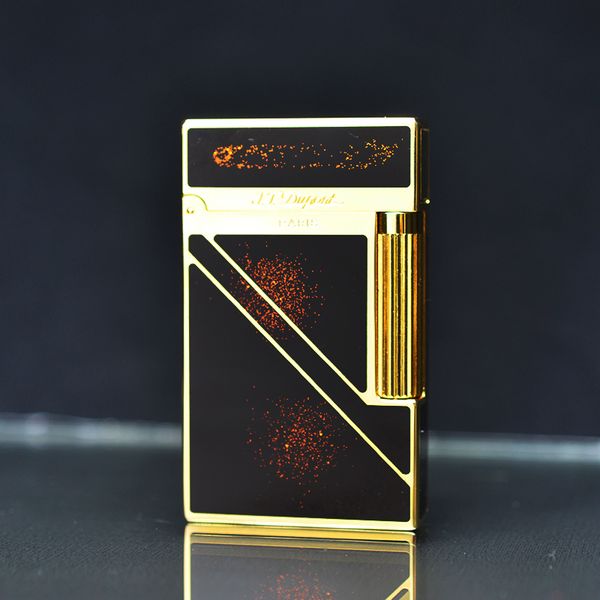 Bật lửa Dupont vàng sơn mài phủ nhũ kẻ chéo D213V