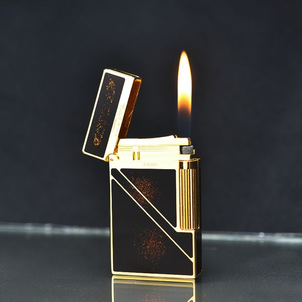 Bật lửa Dupont vàng sơn mài phủ nhũ kẻ chéo D213V