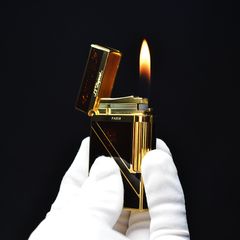 Bật lửa Dupont vàng sơn mài phủ nhũ kẻ chéo D213V