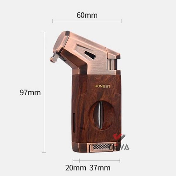 Bật lửa ga Honest khò 1 tia kèm dao cắt chữ V BCZ 803