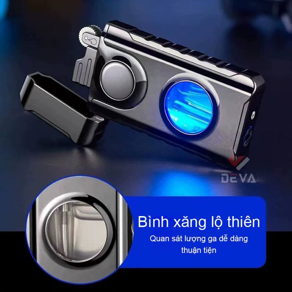 Bật lửa gas đá 2 phong cách lửa bình gas trong suốt TH-617