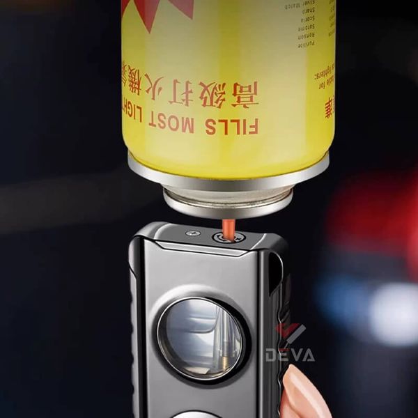 Bật lửa gas đá 2 phong cách lửa bình gas trong suốt TH-617