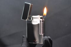 Bật lửa Calories 2 Lửa Sơn Mài Đen Viền Bạc CL-S04