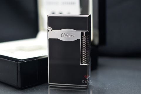 Bật lửa Calories 2 Lửa Sơn Mài Đen Viền Bạc CL-S04