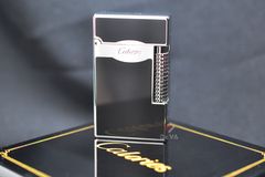 Bật lửa Calories 2 Lửa Sơn Mài Đen Viền Bạc CL-S04