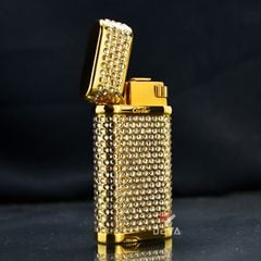Bật Lửa Ga Đá Cartier Mạ Vàng Đính Đá Kim Cương K033