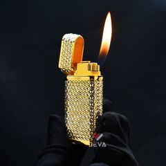 Bật Lửa Ga Đá Cartier Mạ Vàng Đính Đá Kim Cương K033