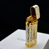 Bật Lửa Ga Đá Cartier Men Trắng Khắc Hoa Văn Mạ Vàng K037