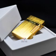 Bật Lửa Ga Đá Calories Vân Xước Viền Vàng CL-G24V