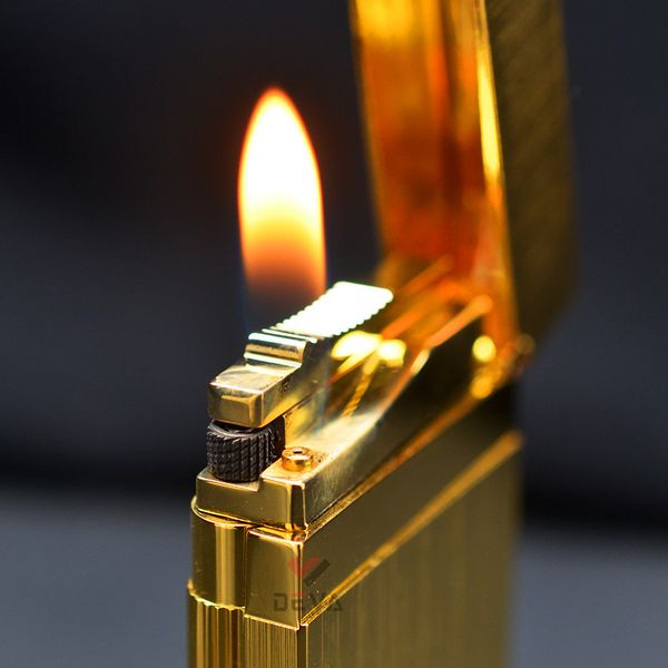 Bật Lửa Ga Đá Calories Vân Xước Viền Vàng CL-G24V