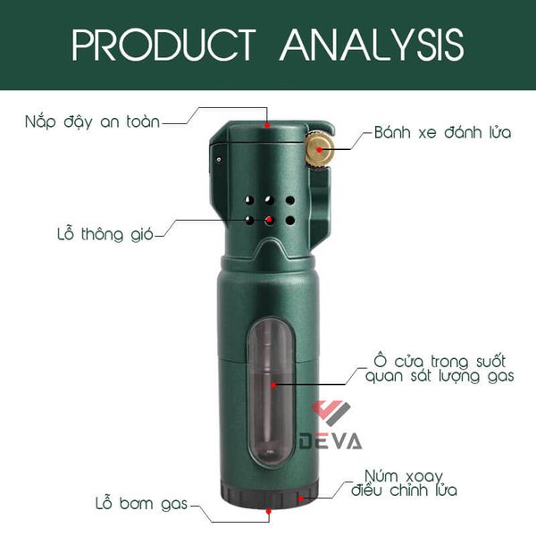 Bật lửa ga đá chính hãng Jobon khò 3 tia ZB 663