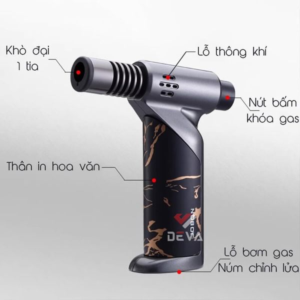 Bật lửa ga chính hãng Jobon khò đại 1 tia có khóa ZB 669