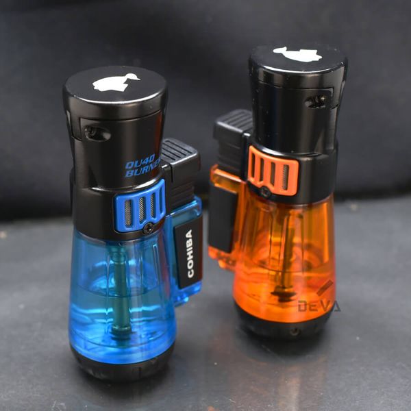 Bật lửa khò 4 tia Cohiba bình xăng trong suốt COB 80