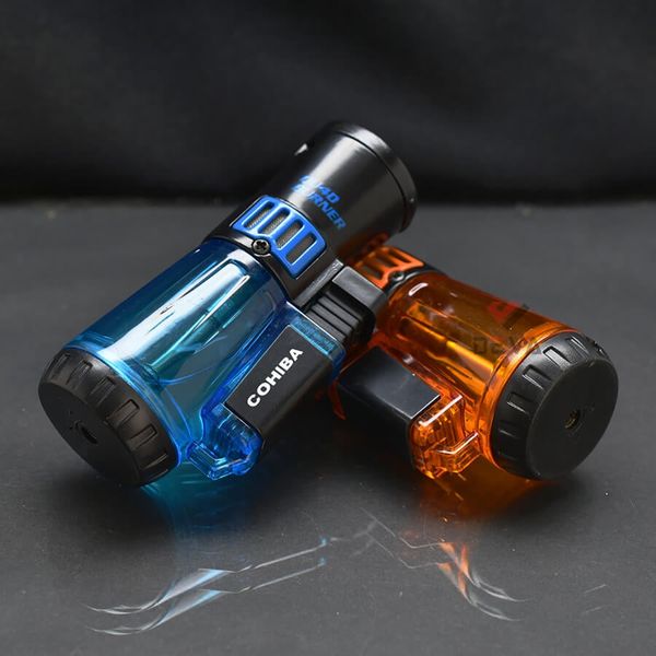 Bật lửa khò 4 tia Cohiba bình xăng trong suốt COB 80